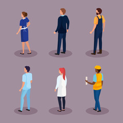 people professions icon set isometric design, Workers occupation and jobs theme Vector illustration