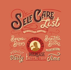 Self care list - lettering illustration