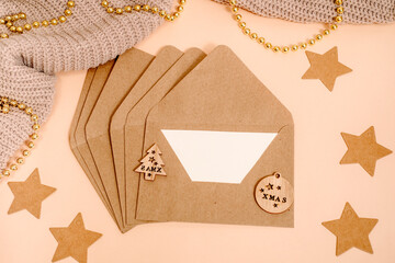 Empty wishlist for Santa Claus laid on table