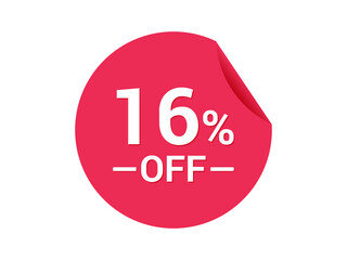 16% Sale of special offers, 16% off discount sticker, ad offer on shopping