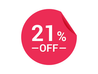 21% Sale of special offers, 21% off discount sticker, ad offer on shopping