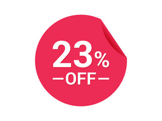 23% Sale of special offers, 23% off discount sticker, ad offer on shopping