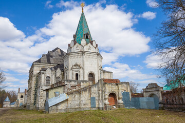 Abandoned building complex of Fedorovsky town on a May afternoon. Tsarskoe Selo (Pushkin), Russia