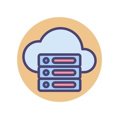 Cloud, computing, server icon in flat design style. Vector illustration.