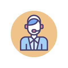 24h all the time customer support center via phone mail operator service icons concept vector illustration