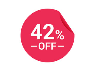 42% Sale of special offers, 42% off discount sticker, ad offer on shopping