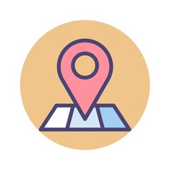 Location pin on map icon illustration. Navigation, route symbol for web site, mobile app design, UI and logo element.