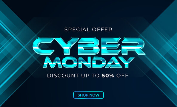 Sale banner template design, Cyber Monday special offer sale up to 50% off.