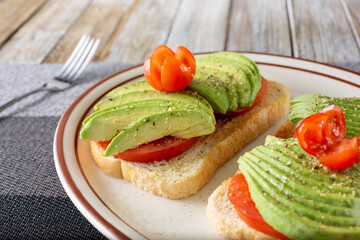 A view of a plate of avocado toast.