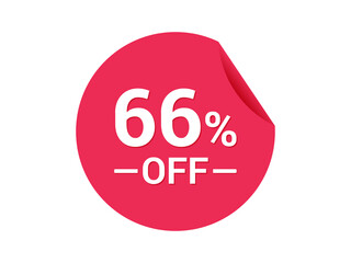 66% Sale of special offers, 66% off discount sticker, ad offer on shopping