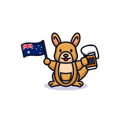 Cute kangaroo in Australia day festive