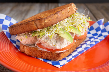 A view of a tuna sandwich.