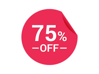 75% Sale of special offers, 75% off discount sticker, ad offer on shopping