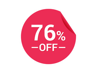 76% Sale of special offers, 76% off discount sticker, ad offer on shopping