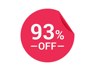 93% Sale of special offers, 93% off discount sticker, ad offer on shopping