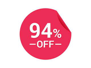 94% Sale of special offers, 94% off discount sticker, ad offer on shopping