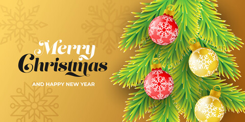 Fototapeta na wymiar Merry Christmas Banner Background vector. Christmas vector Background with decorative element illustration. Merry christmas and Happy new year vector design template for poster, greeting card, banner