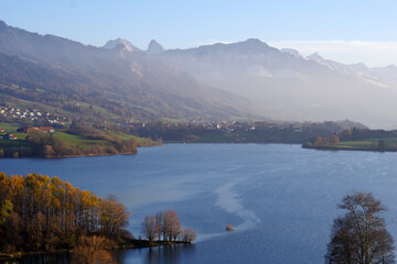 Panorama sur le Lac de Gruyère, Suisse
