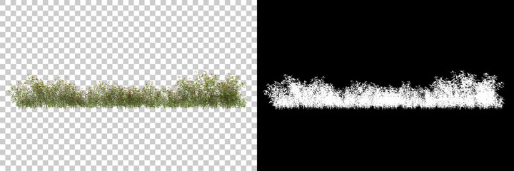 Background illustration of green field of grass with flowers. 3D rendering. Useful for commercial...