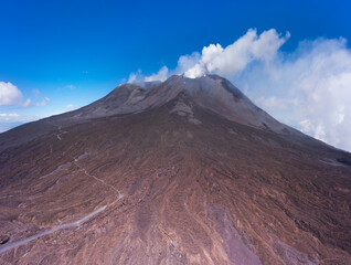 Aerial view of Mount Etna - Volcano in Sicily, Italy. Drone.