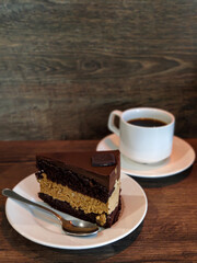 chocolate cake with coffee