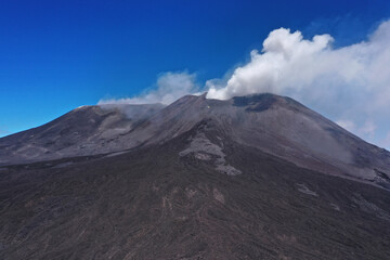 Aerial view of Mount Etna - Volcano in Sicily, Italy. Drone.