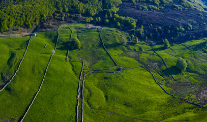 Cabañas Pasiegas, Agricultural landscape, Springtime, Portillo de la Sía, Soba Valley, Valles...