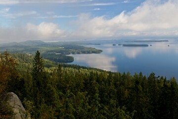 Fototapeta na wymiar View of Pielinen Lake in Koli National Park, North Karelia. Finland. Europe.