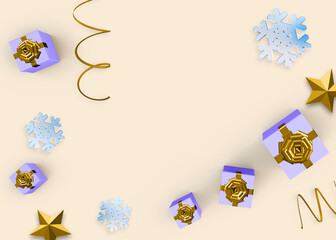 Christmas gift boxes on a pink background. colorful gifts box. Valentine concept Concept of holidays, shopping, sale, discounts. Banner. Top view, flat lay 3d rendering