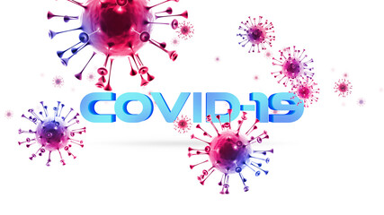 Naklejka na ściany i meble Coronavirus Covid-19 outbreak and coronaviruses influenza background as dangerous flu strain cases as a pandemic medical health risk concept with disease cell as a 3D render