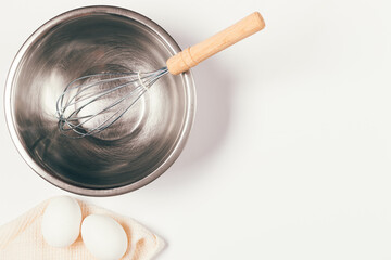 Top view couple of raw eggs on towel