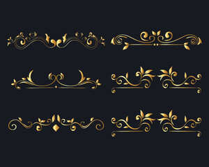 gold ornament icon set on blue background design of Decorative element theme Vector illustration
