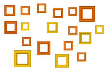Big set of squared vintage wooden frame for your design. Vintage cover. Place for text. Vintage antique gold beautiful rectangular frames. Template vector illustration.