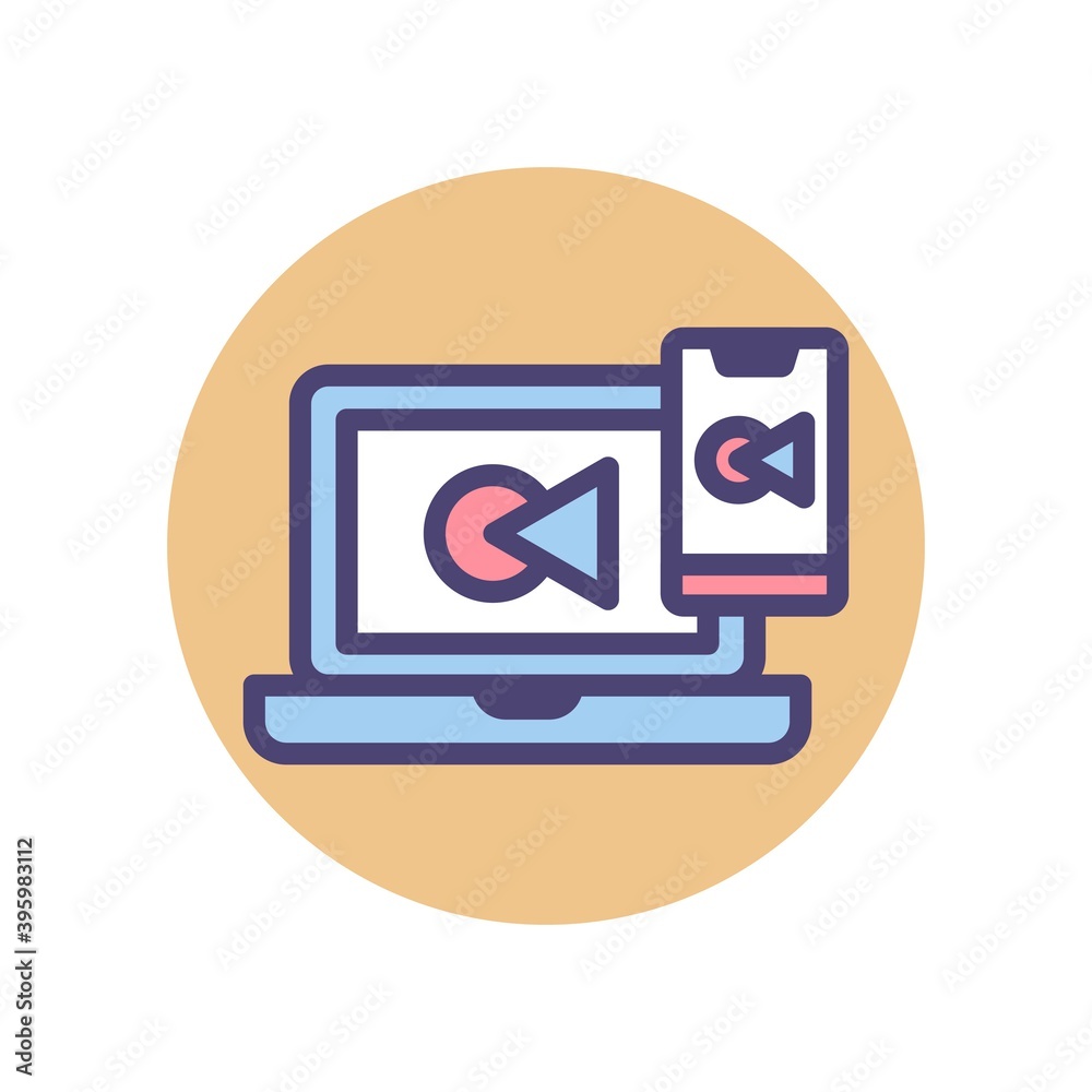 Wall mural flat illustration of responsive web design concept. mobile and laptop webpage design icon.