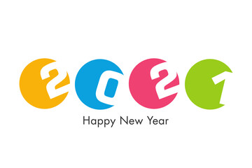 Happy new year 2021 Text Design vector.