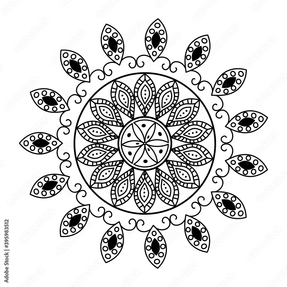 Wall mural monochrome ethnic mandala decoration icon vector illustration design