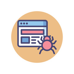 Internet bot, web crawler icon in flat design style. Website bug, security vulnerability icon.