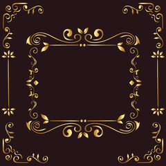 gold ornament frame on brown background design of Decorative element theme Vector illustration