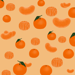 Orange background with tangerines