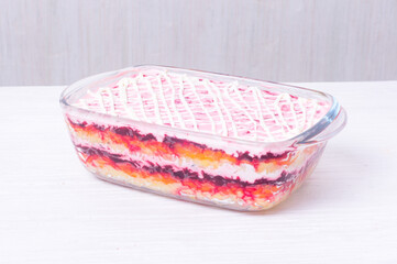 Step by step preparation of russian traditional new year appetizer  - herring under layers of boiled vegetables and mayonnaise (shuba). step 11  of 11  - the end of cooking