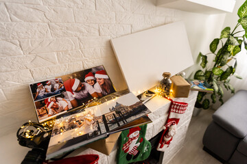Naklejka na ściany i meble photo album and Christmas garland