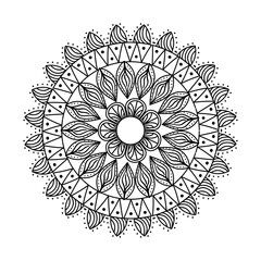 monochrome ethnic mandala decoration icon vector illustration design