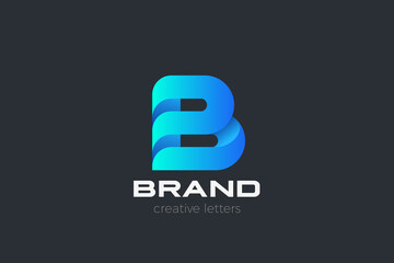Letter B Logo design Corporate Business Technology vector template Ribbon style.