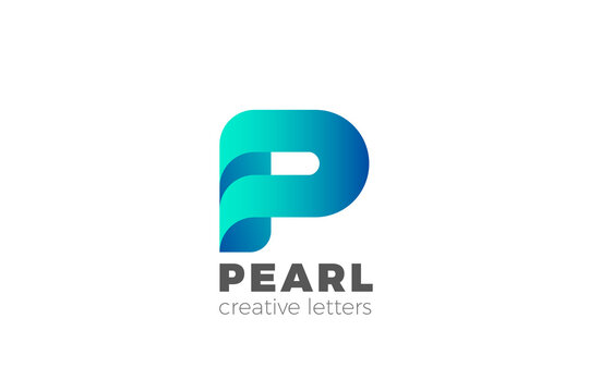 Letter P Logo design Corporate Business Technology vector template Ribbon style.