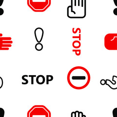 seamless pattern with stop icon
