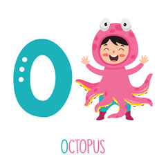 Character In Animal Costume Showing Alphabet Letter