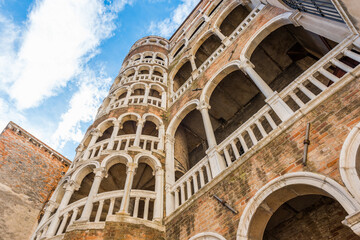 Fototapeta na wymiar Scala Contarini del Bovolo in Venice. The Palazzo Contarini del Bovolo is a small palazzo known with spiral staircases. Venice, Italy.