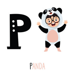 Character In Animal Costume Showing Alphabet Letter