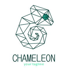 Fototapeta premium Chameleon animal low poly geometric polygonal triangle logo icon symbol design template