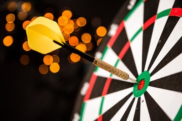 Closeup of a Dart in Bullseye